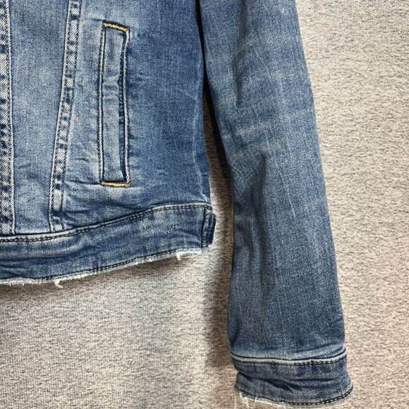 Esprit Jean Jacket Womens Size S Blue Button Up Distressed Long Sleeve Cotton - Picture 5 of 14